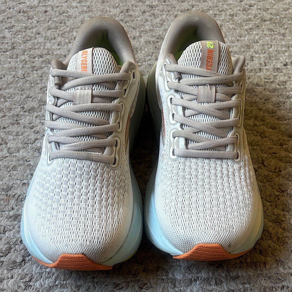 Women’s Brooks Glycerin 21 Coconut/Aqua/Orange size 8D (wide) Running Shoes